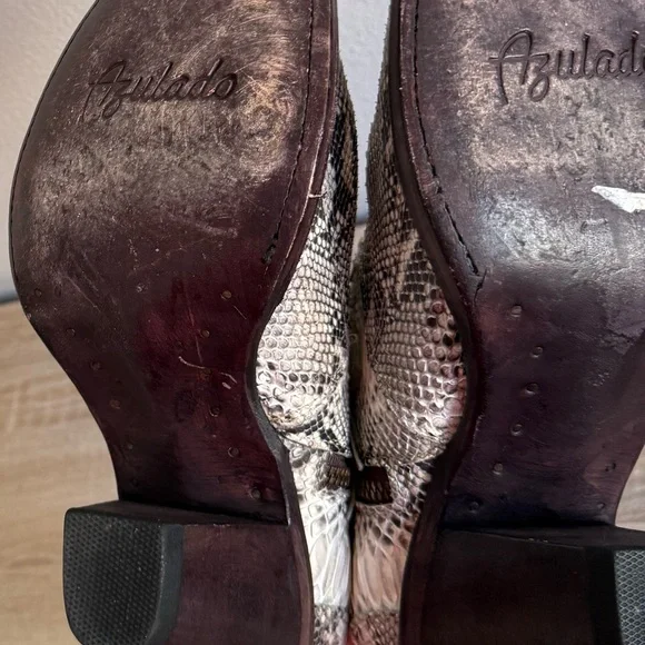 Azulado Kyra natural python snakeskin leather ankle boots women’s Sz 11 - Picture 6 of 9